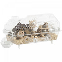 PawHut Large Hamster Cage, Gerbil Cage with Full Transparent Viewing Top Opening Hamster House including All Accessories, for Dwarf Critter, 21.5
