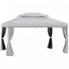 Outsunny 13' X 10' Patio Gazebo, Double roof Outdoor Gazebo Canopy Shelter With Netting & Curtains, Strong Aluminum Frame, Light Grey