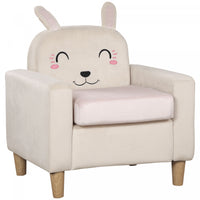 Qaba Kids Sofa, Toddler Armchair And Couch With Rabbit Ear Backrest And Wooden Legs For Preschool, B