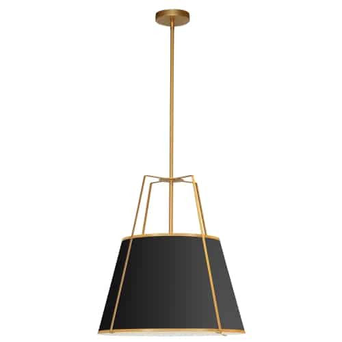 Dainolite Trapezoid 3 Light Pendant Trapezoid Gold/Black Shade White Fabric Diffuser Lamp
