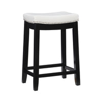 Claridge Faux Leather Backless Counter-Height Stool - Black and White