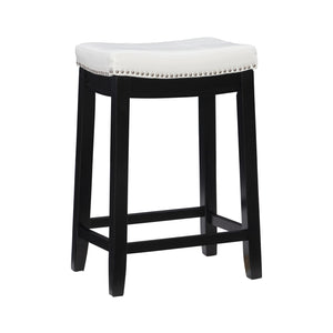 Claridge Faux Leather Backless Counter-Height Stool - Black and White
