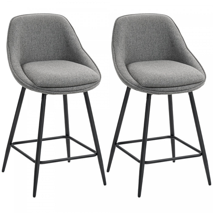 HOMCOM Swivel Bar Stools Set of 2 26\" Counter Height Barstools, Dark Grey