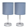 Simple Designs Chrome Mini Basic 2-Piece Table Lamp Set - Blue