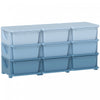 Qaba Kids Toy Storage Organizer With 9 Plastic Bins, 3 Tier Drawer Chest Utility For Kids Bedroom Nursery Kindergarten Living Room For Boys Girls Toddlers, Blue