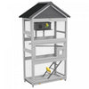 Pawhut Wooden Bird Cage, 67\" Parrot Cage With Perches, Bird House, Ladder, Slide-out Tray For Finches, Parakeets, Small Birds, Indoor Outdoor Use, Grey