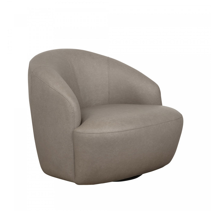 Lukas Contemporary Modern Upholstered Swivel Accent Chair in Taupe