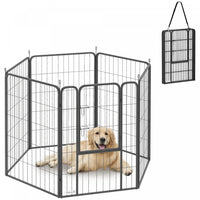 PawHut 6 Panels Dog Playpen, Portable Heavy Duty Pet Fence with Door & Strap, 39.5