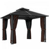 Outsunny 10' x 10' Hardtop Polycarbonate Gazebo with Netting and Curtains