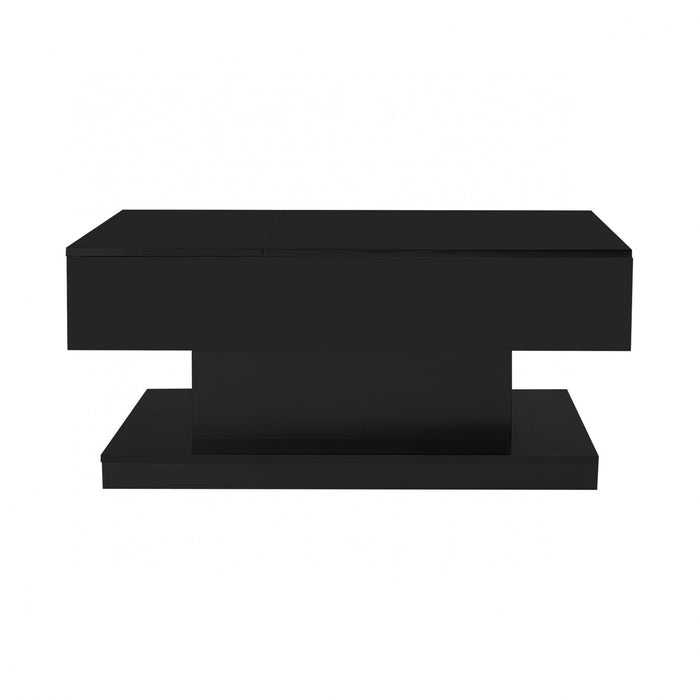 Ethan Lift-Top Coffee Table with LED Lighting and Sliding Extendable Top,Black
