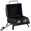 Outsunny 2 Burner Propane Gas Grill, Outdoor Portable Tabletop BBQ with Foldable Legs, 10000 Each Burner, Lid, for Camping, Picnic, Backyard, Black