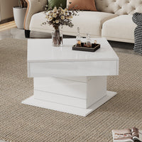 Noah Lift-Top Rotating Coffee Table with Drawer and Storage,White 