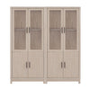 Jodie Mid-Century Modern 31\" Bookcase Cabinet in Whitewashed Oak (6-Shelf) - Set of 2