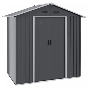 Outsunny 6ft X 4ft Metal Garden Shed, Large Outdoor Shed Storage Building With Double Sliding Doors And 4 Vents, Dark Grey