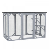 Pawhut Cat Cage Indoor Catio Outdoor Cat Enclosure Pet House Small Animal Hutch For Rabbit, Kitten, 