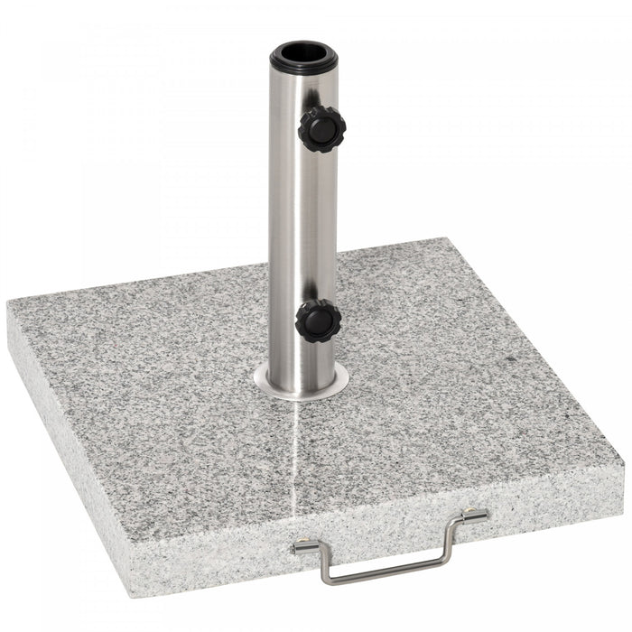 Outsunny 55 lbs Marble Square Umbrella Stand Base w/ Wheels, Grey
