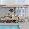 Costway 13 FT Large Patio Umbrella with LED Solar Lights Crank Handle 12 Heavy-Duty Ribs Brown