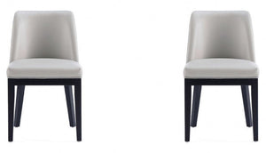 Manhattan Comfort Set of 2 Gansevoort Modern Faux Leather Dining Chairs - Light Grey