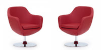 Caisson Modern Upholstered Swivel Lounge Chair in Red - Set of 2 
