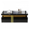 Noah Modern Coffee Table with Marble Pattern Top and Storage Drawers,Black