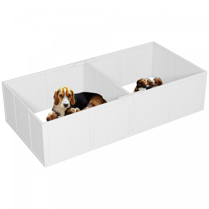 Pawhut Whelping Box For Dogs, Dog Playpen With Adjustable Removable Door, Puppy Playpen For Small, Medium Dogs, 77\" X 38\", White
