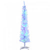 Homcom 6' Slim Artificial Christmas Tree With Colourful Led Lights, White