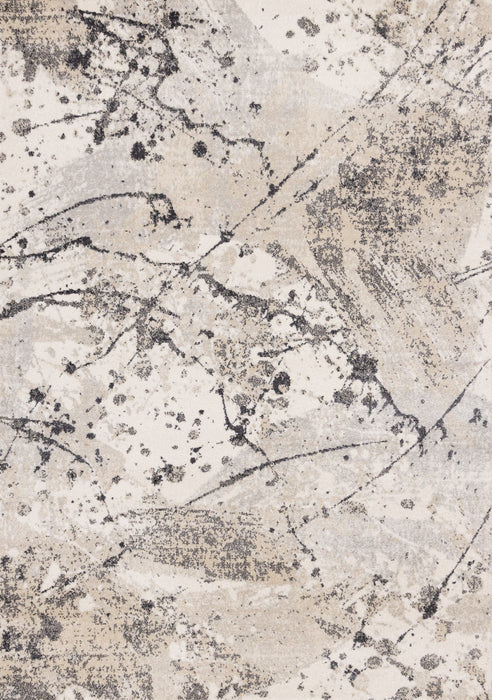 Sophie Grey Beige Black White Paint Splatter Design Rug, 5'3\" x 7'7\" Indoor Area Rug