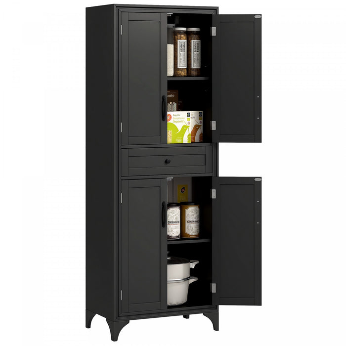 HOMCOM 67\" Kitchen Pantry Storage Cabinet with Doors and Shelves, Black