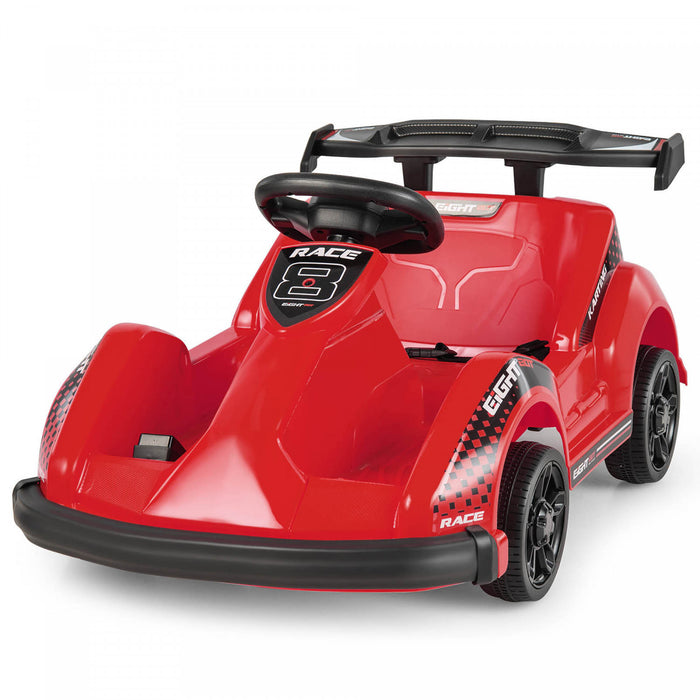 6v Battery Powered Go Kart Kids Ride On 4 Wheel Racer Rc W/ Bumper & Music Red