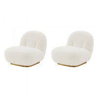 Edina Modern Boucle Lounge Chair in White - Set of 2