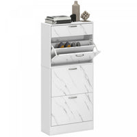HOMCOM Shoe Cabinet with 3 Flip Drawers, Narrow Shoe Storage Cabinet, White