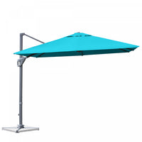 Costway 10x10 ft Patio Offset Cantilever Umbrella Aluminum 360° Rotation Tilt Turquoise