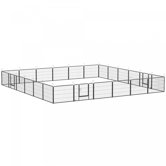 Pawhut Heavy Duty Dog Playpen, 24 Panel 24\" Height Metal Pet Puppy Exercise Pen, Diy Design, Outdoor Indoor, For Small Dogs, Grey