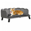 Pawhut Dog Couch Pet Sofa Cat Bed With Removable Cushion Wood Legs For Medium And Large Dogs, Dark Grey