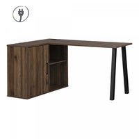 Zolten L-Shaped Desk with Power Bar - Natural Walnut