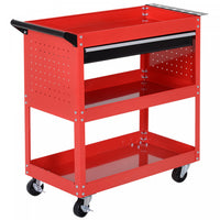 Homcom Rolling Tool Cart With Wheels Storage Trays For Garage Warehouse Red