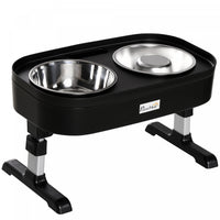 Pawhut Pet Feeder, 4 Adjustable Heights Elevated Dog Bowls With Slower Feeder, Stainless Steel Food 