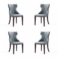Reine Traditional Wood Upholstered Dining Chair in Gray - Set of 4
