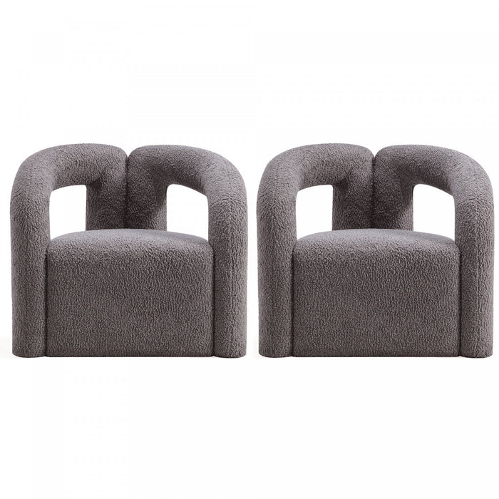 Darian Modern Boucle Lounge Chair in Gray - Set of 2