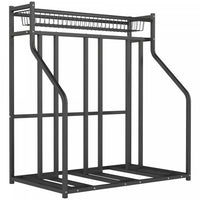 Soozier 3 Bicycle Bike Stand, Floor Bike Storage Rack With Basket, Hooks