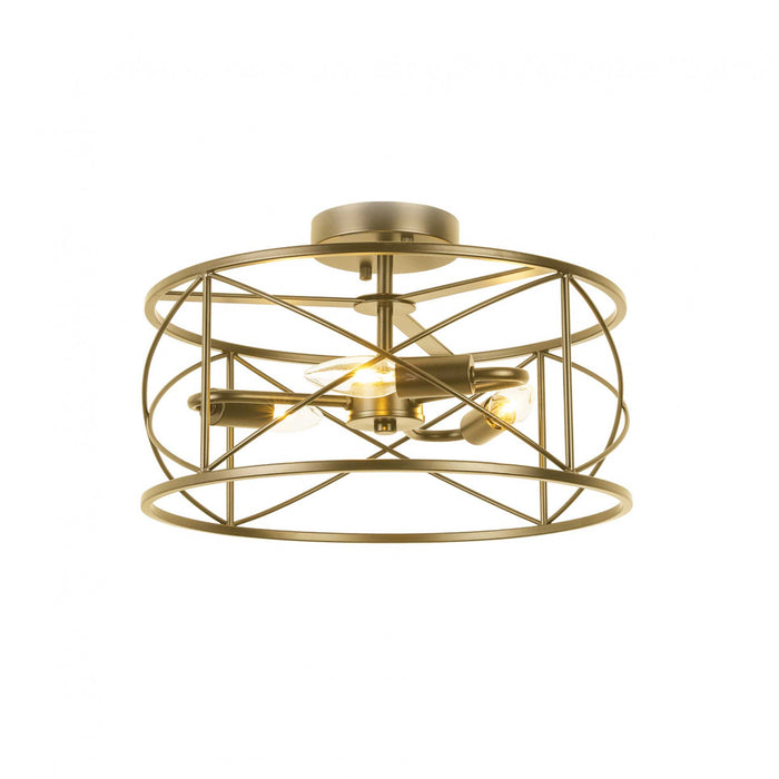 Dainolite Calah 3 Light Semi-flush Mount Incandescent Aged Brass Lamp