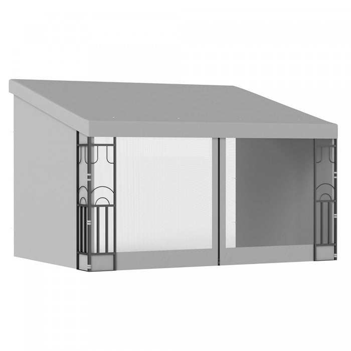 Outsunny 10' X 13' Wall Mounted Pergola Gazebo With Curtains And Nettings