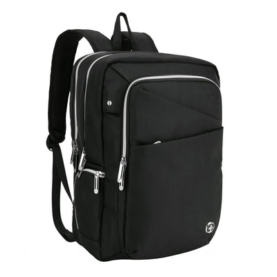 Swissdigital Design Smart Backpack KATY ROSE - Rucksack with Integrated Charging Port - Black Platinum