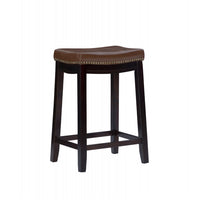 Claridge Faux Leather Backless Counter-Height Stool - Cognac