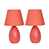 Simple Designs Mini Egg Oval Ceramic 2-Piece Table Lamp Set - Orange
