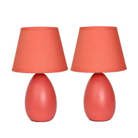 Simple Designs Mini Egg Oval Ceramic 2-Piece Table Lamp Set - Orange