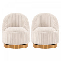 Leela Modern Chenille Swivel Lounge Chair in Cream - Set of 2 Accent Chair 