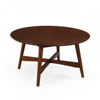 Darren Round Coffee Table With X-cross Base - Walnut 