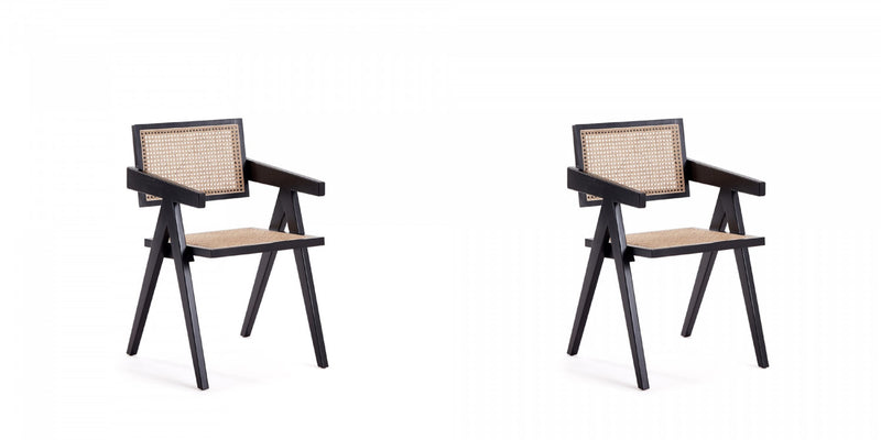 Hamlet Industry Chic Wood Armchair in Black and Natural - Set of 2 Dining Chair