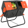Outsunny 34.5 Gallon Dual Chamber Compost Bin, Rotating Composter, Compost Tumbler with 24 Ventilation Openings and Steel Legs, Orange